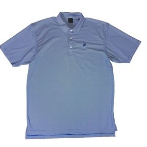 Dunning Golf Polo Shirt Men's Size X-Large Blue Pinstripe Leaf Logo Country Club